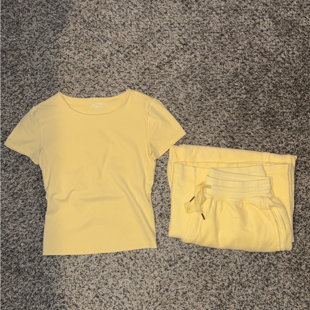 Aerie Butter Yellow Set (Shirt & Wide Leg Trouser)
